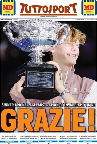 Tuttosport 2024 jannik - tuttosport, 29/1/2024